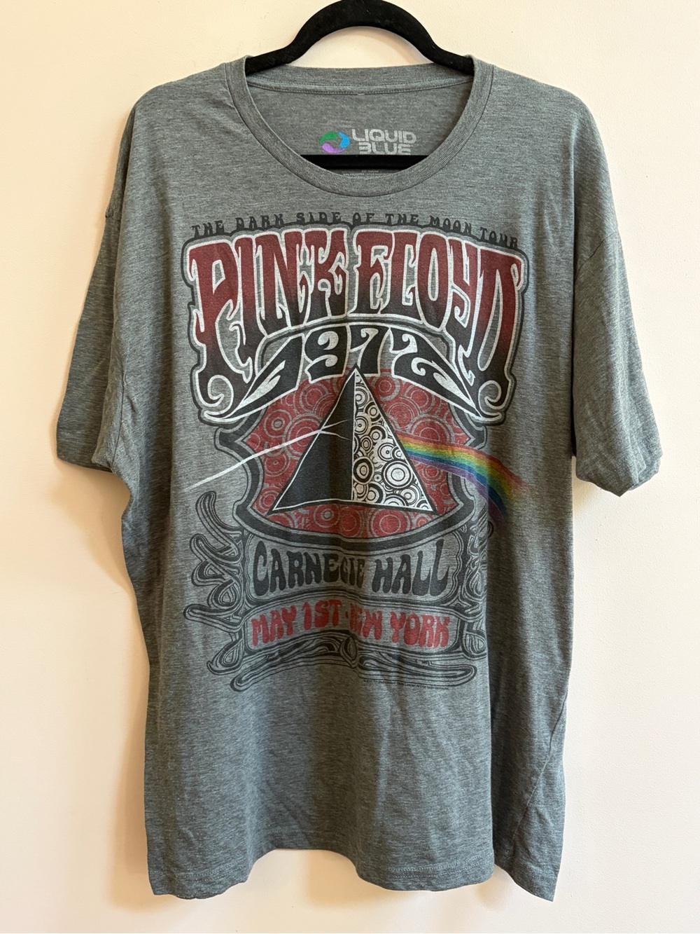 Liquid Blue Pink Floyd Carnegie Hall T-Shirt Short Sleeve Graphic Band Tee Shirt
